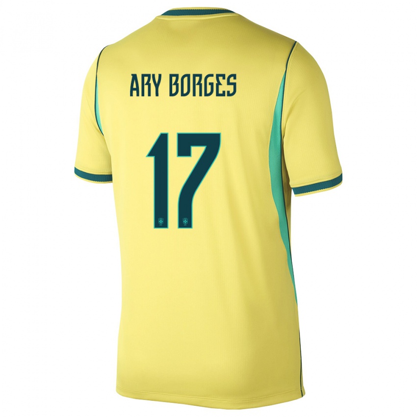 נשים ברזיל ארי בורז׳ס #17 צהוב ירוק ג'רזי ביתית 26-28 חולצה קצרה