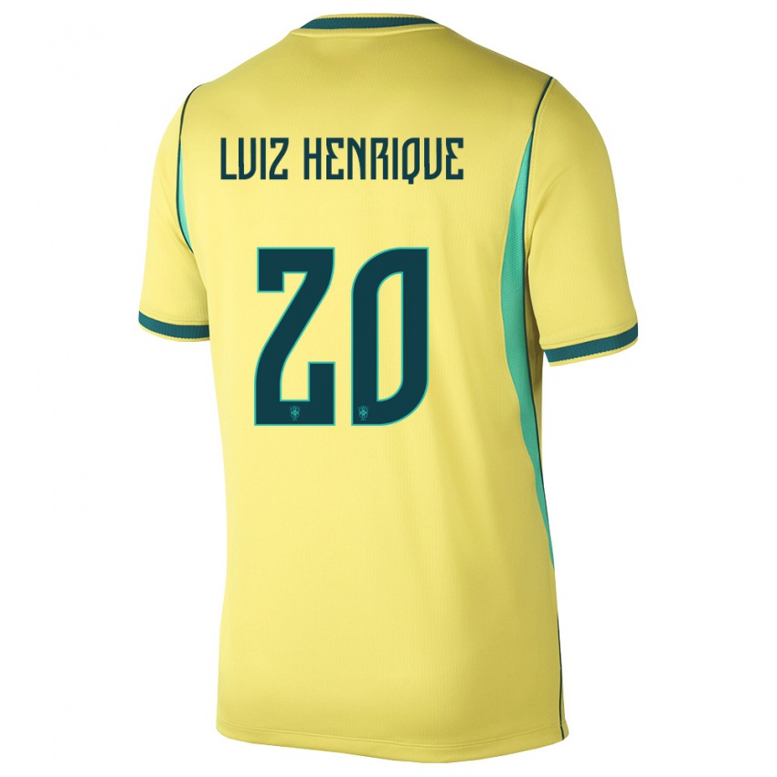 נשים ברזיל לואיז הנריק #20 צהוב ירוק ג'רזי ביתית 26-28 חולצה קצרה