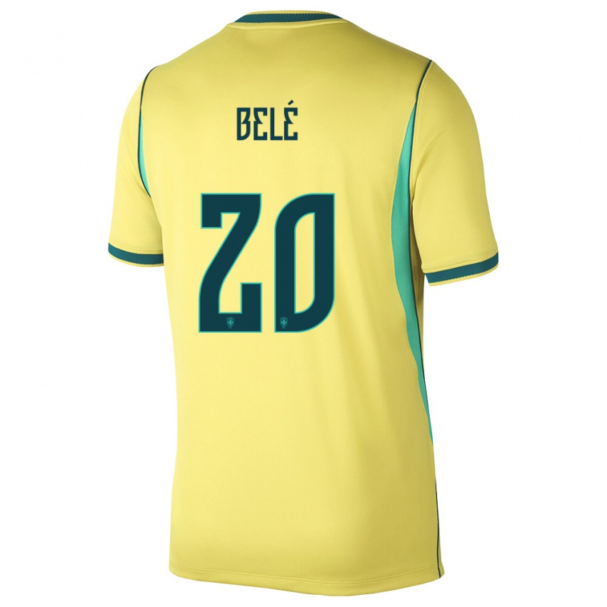 נשים ברזיל אריק בלה #20 צהוב ירוק ג'רזי ביתית 26-28 חולצה קצרה