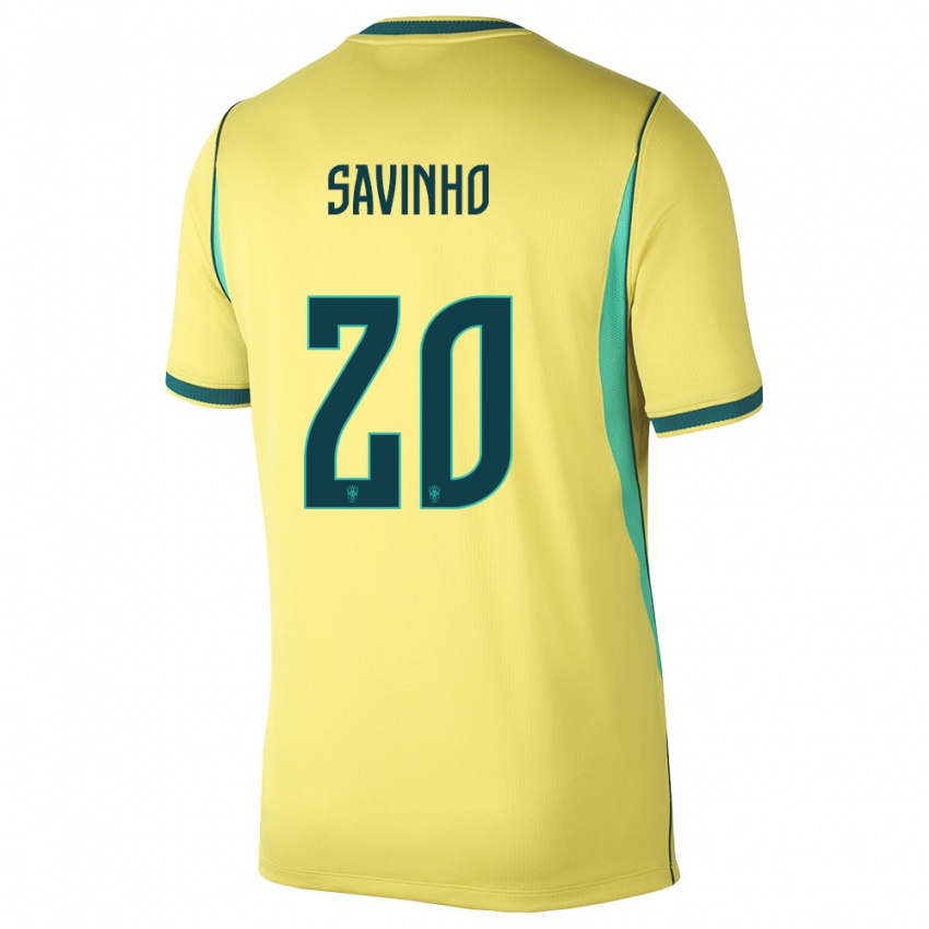 נשים ברזיל סביו #20 צהוב ירוק ג'רזי ביתית 26-28 חולצה קצרה