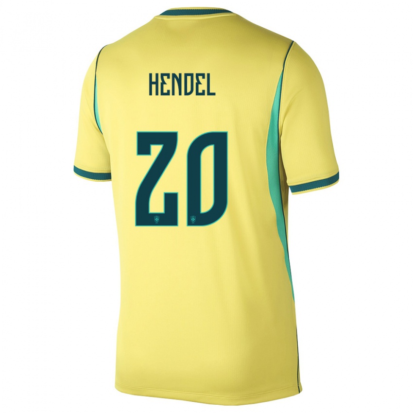 נשים ברזיל Hendel #20 צהוב ירוק ג'רזי ביתית 26-28 חולצה קצרה