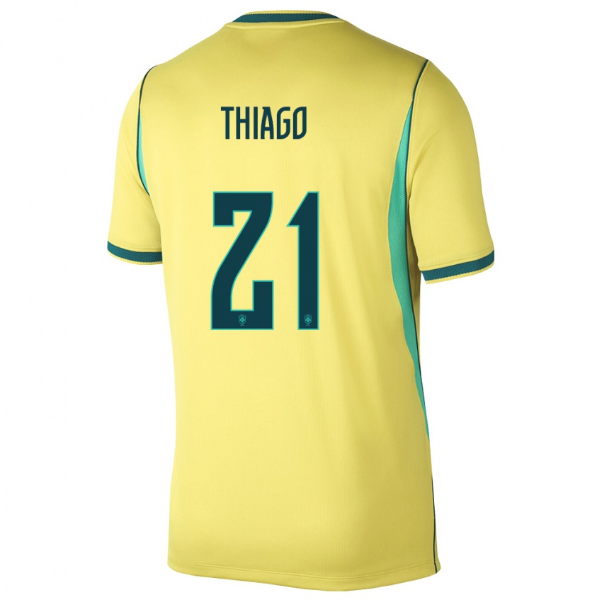 נשים ברזיל איגור טיאגו #21 צהוב ירוק ג'רזי ביתית 26-28 חולצה קצרה