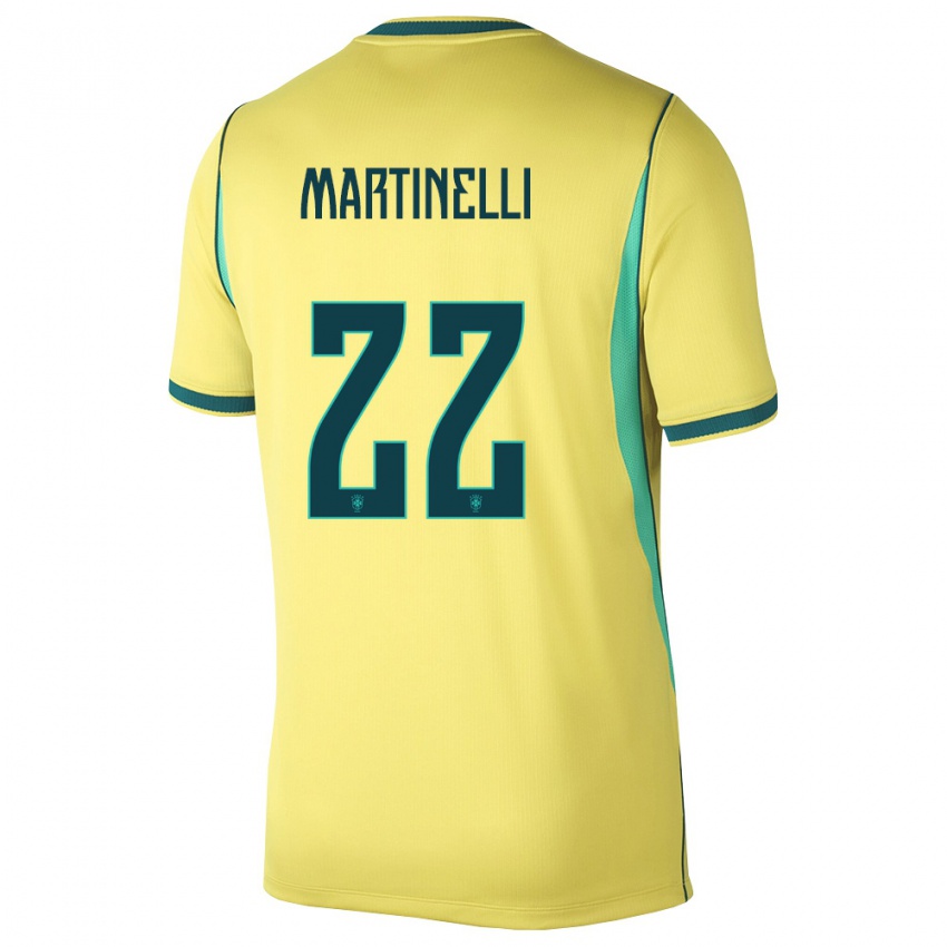 נשים ברזיל גבריאל מרטינלי #22 צהוב ירוק ג'רזי ביתית 26-28 חולצה קצרה