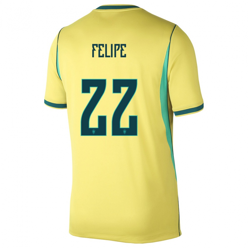 נשים ברזיל קאיו פליפה #22 צהוב ירוק ג'רזי ביתית 26-28 חולצה קצרה