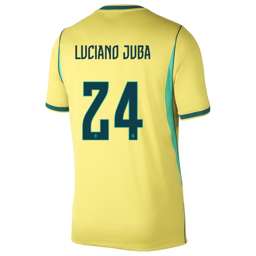 נשים ברזיל לוסיאנו ג׳ובה #24 צהוב ירוק ג'רזי ביתית 26-28 חולצה קצרה