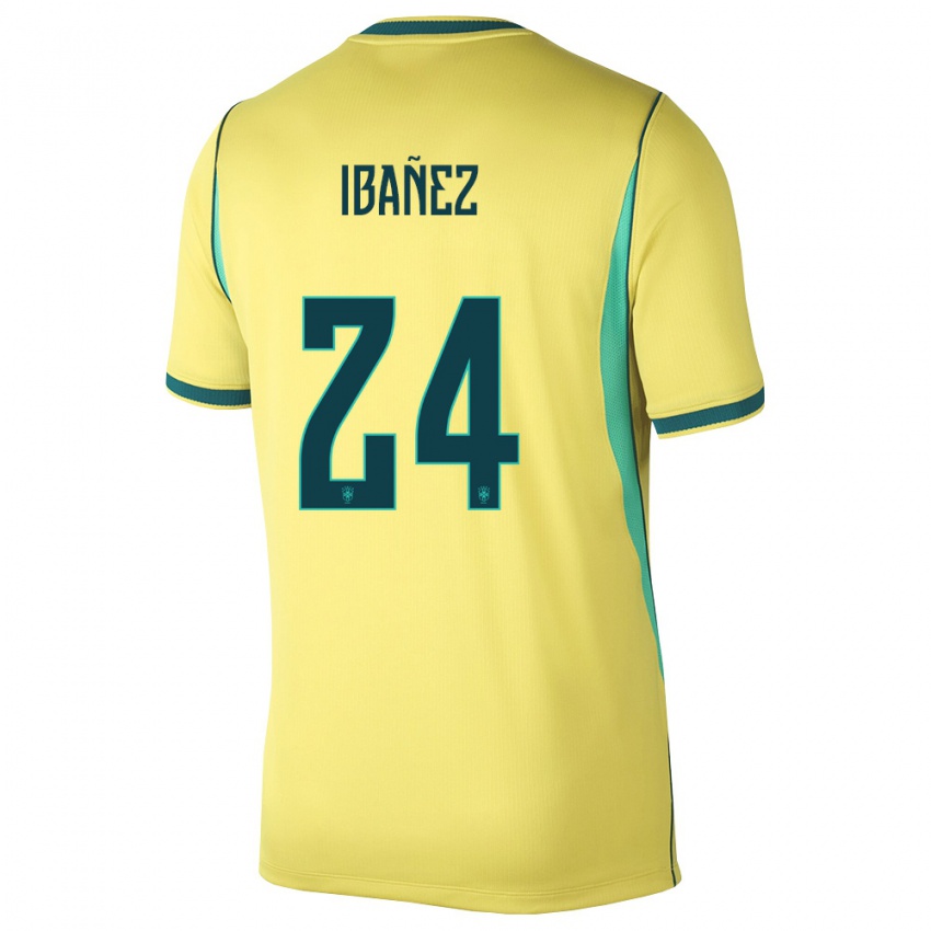 נשים ברזיל רוג'ר איבנז דה סילבה #24 צהוב ירוק ג'רזי ביתית 26-28 חולצה קצרה