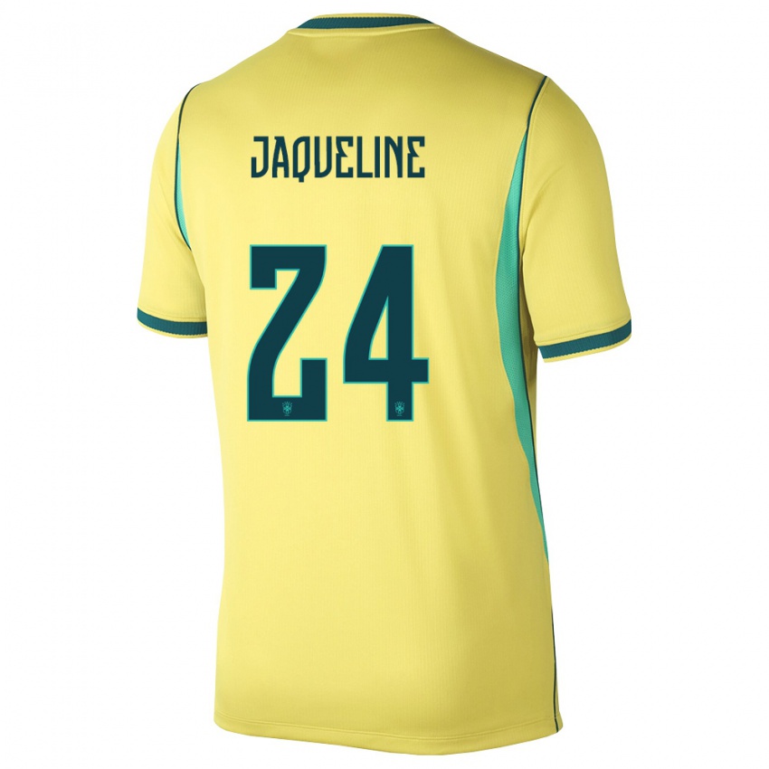 נשים ברזיל ז'קלין #24 צהוב ירוק ג'רזי ביתית 26-28 חולצה קצרה