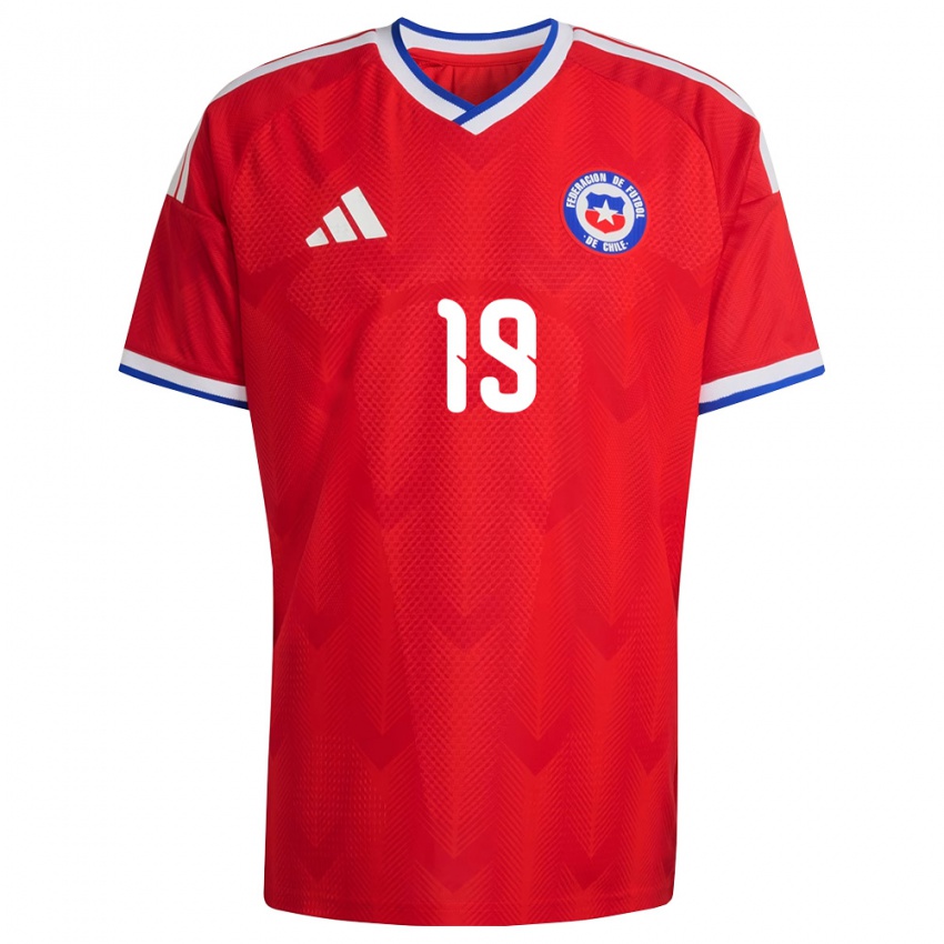 נשים צ'ילה Benjamín Riquelme #19 אדום לבן כחול ג'רזי ביתית 26-28 חולצה קצרה