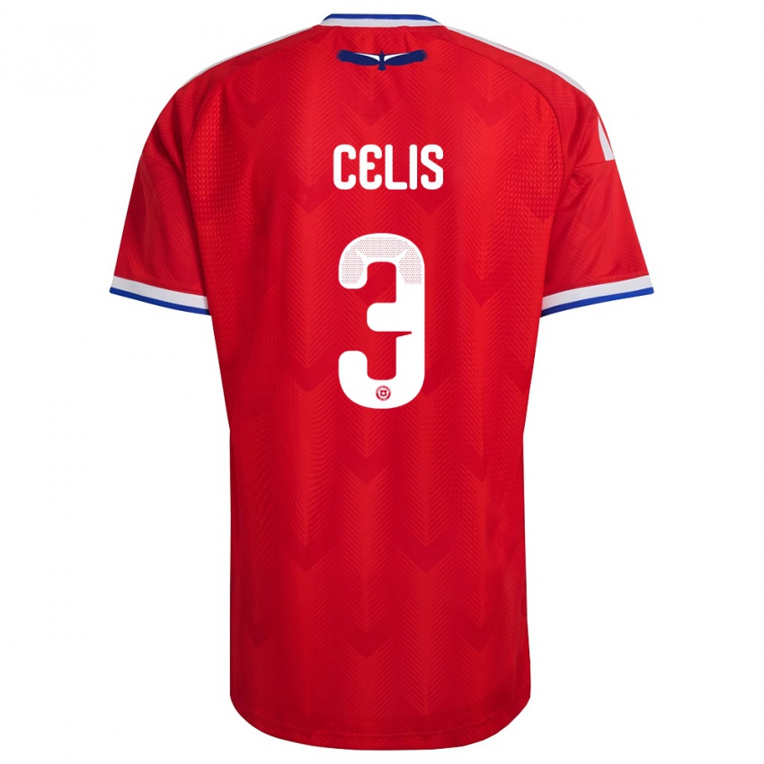 נשים צ'ילה Milovan Celis #3 אדום לבן כחול ג'רזי ביתית 26-28 חולצה קצרה