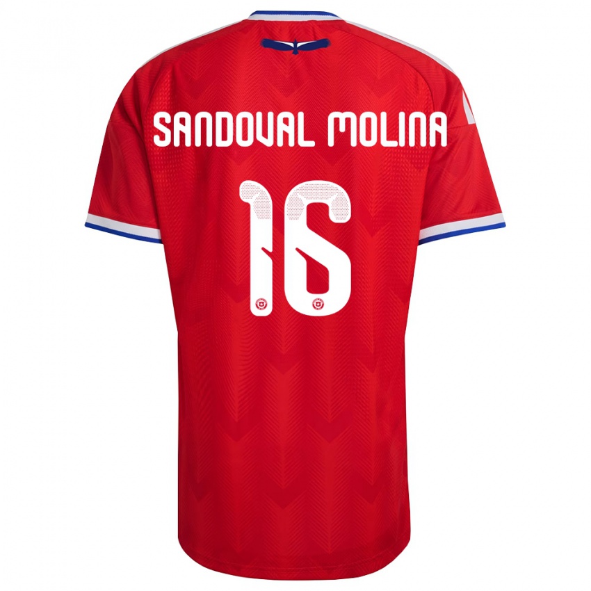 נשים צ'ילה Mario Sandoval Molina #16 אדום לבן כחול ג'רזי ביתית 26-28 חולצה קצרה