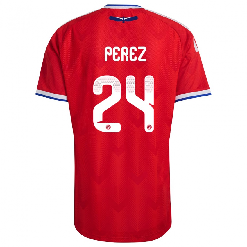 נשים צ'ילה César Pérez #24 אדום לבן כחול ג'רזי ביתית 26-28 חולצה קצרה