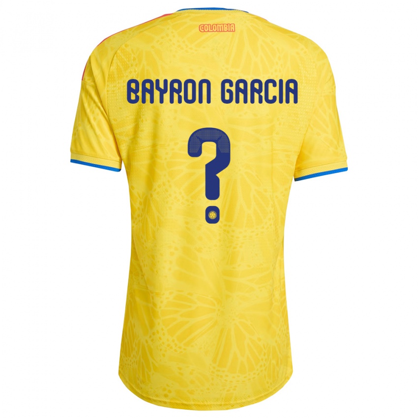 נשים קולומביה Bayron García #0 צהוב כחול אדום ג'רזי ביתית 26-28 חולצה קצרה