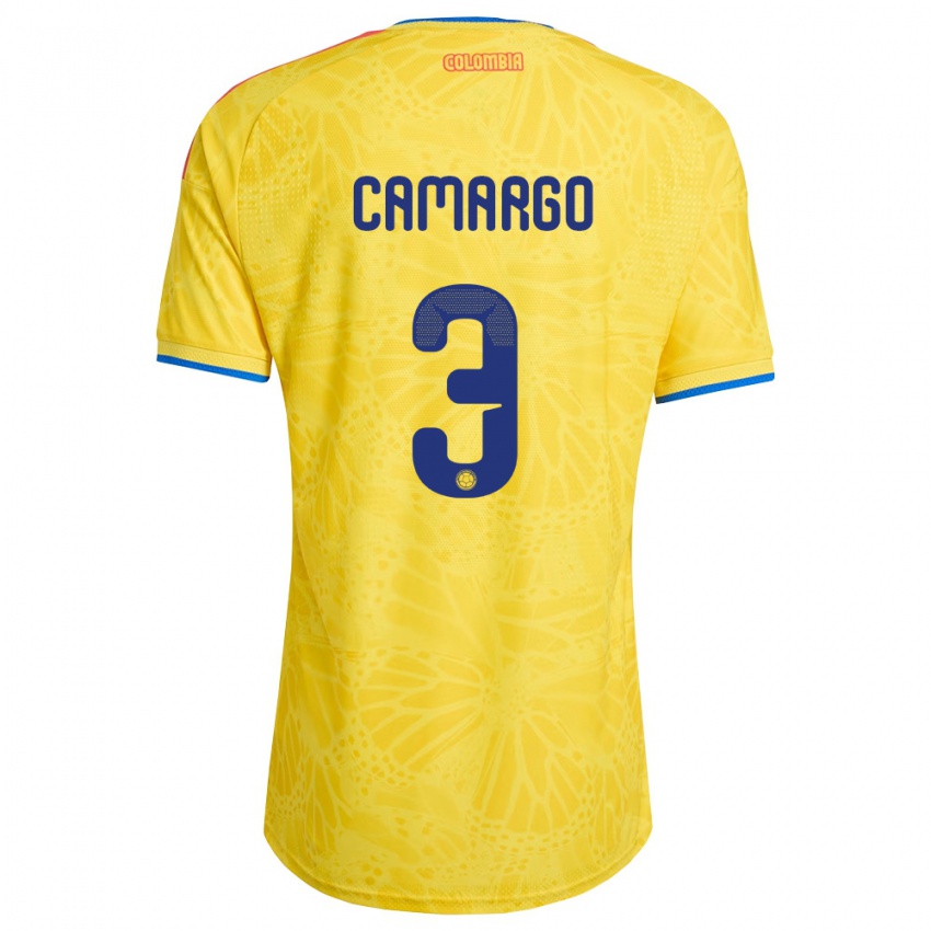 נשים קולומביה Andrés Camargo #3 צהוב כחול אדום ג'רזי ביתית 26-28 חולצה קצרה