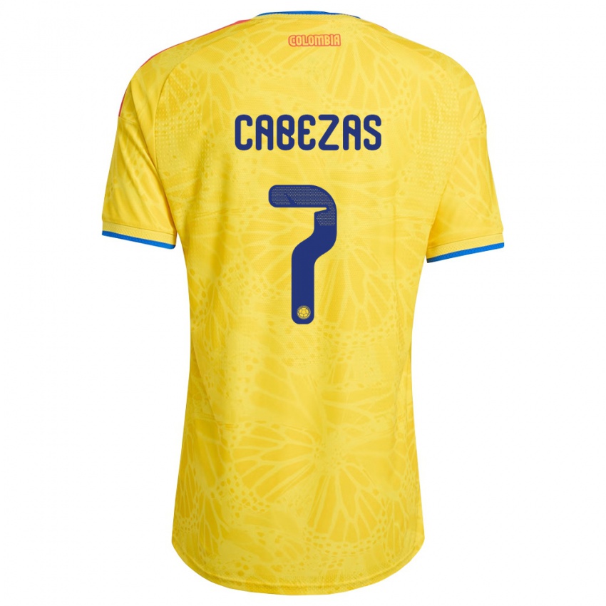 נשים קולומביה חורחה קבסאס הורטאדו #7 צהוב כחול אדום ג'רזי ביתית 26-28 חולצה קצרה