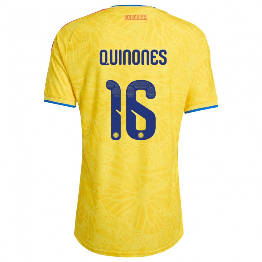 נשים קולומביה Nelson Quiñónes #16 צהוב כחול אדום ג'רזי ביתית 26-28 חולצה קצרה