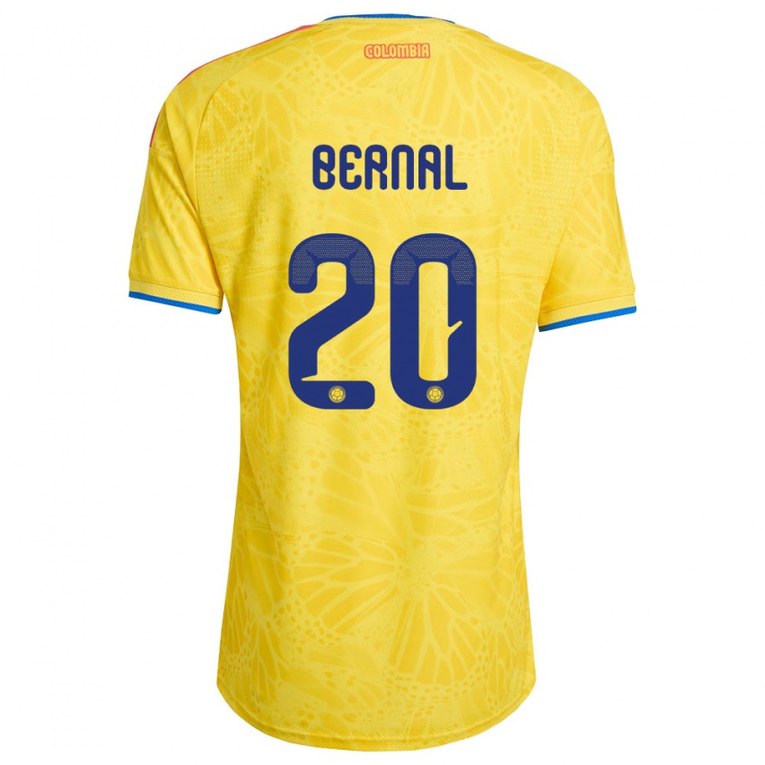 נשים קולומביה Nicolas Bernal #20 צהוב כחול אדום ג'רזי ביתית 26-28 חולצה קצרה