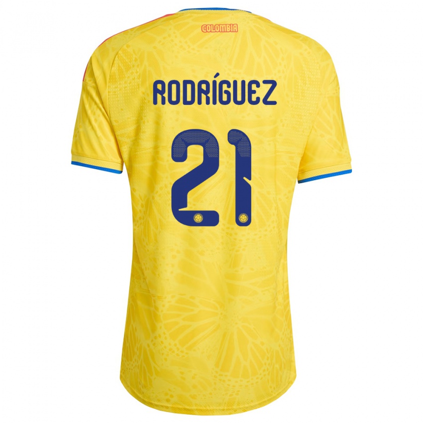 נשים קולומביה David Rodríguez #21 צהוב כחול אדום ג'רזי ביתית 26-28 חולצה קצרה