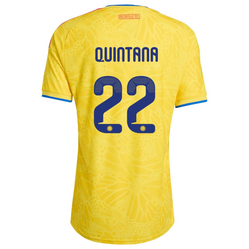 נשים קולומביה Breiner Quintana #22 צהוב כחול אדום ג'רזי ביתית 26-28 חולצה קצרה