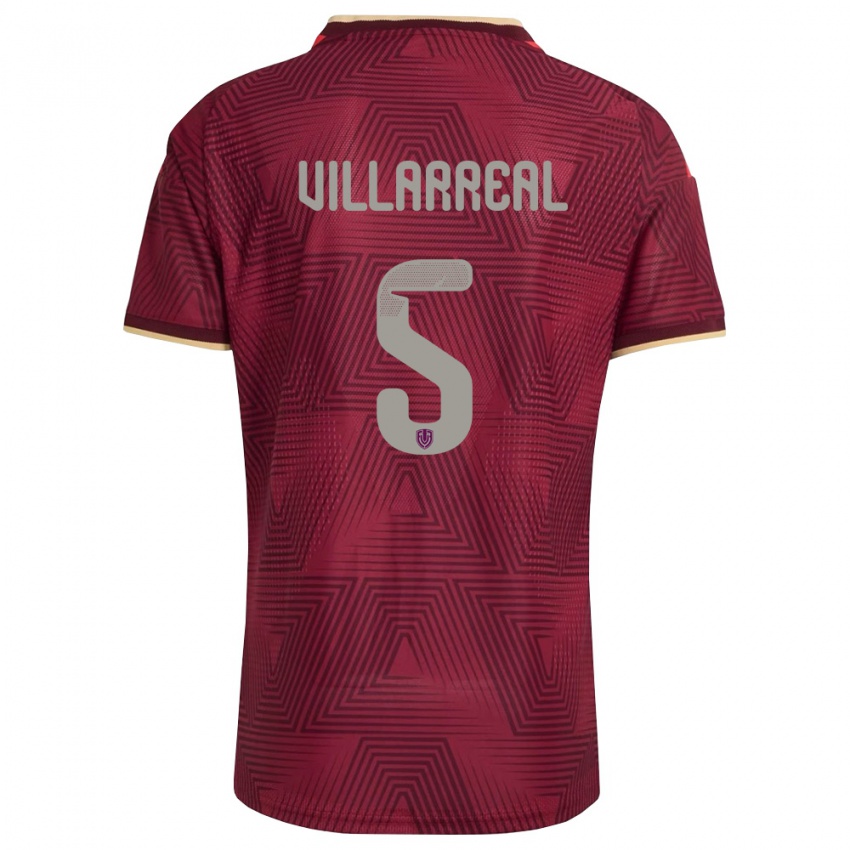 נשים ונצואלה Marco Villarreal #5 בורדו זהב צהוב ג'רזי ביתית 26-28 חולצה קצרה