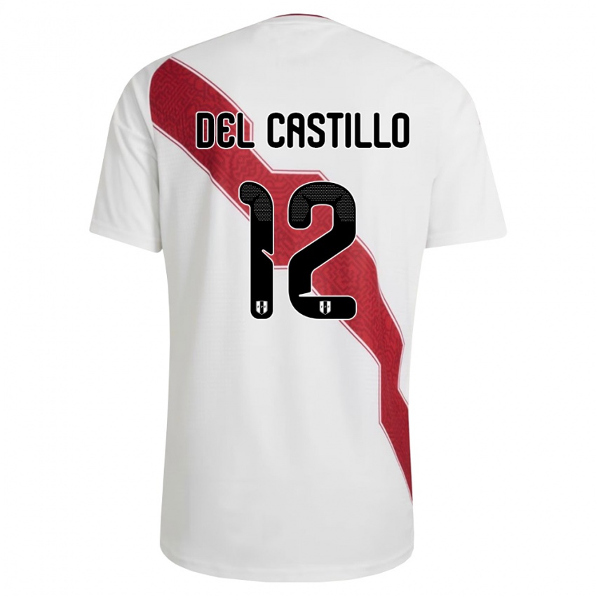 נשים פרו Jesús Del Castillo #12 לבן אדום שחור ג'רזי ביתית 26-28 חולצה קצרה