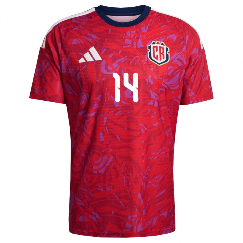 נשים קוסטה ריקה Orlando Galo #14 אדום סגול כהה ג'רזי ביתית 26-28 חולצה קצרה