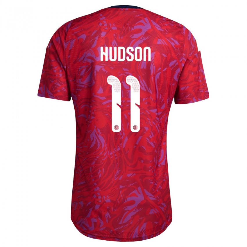 נשים קוסטה ריקה Abner Hudson #11 אדום סגול כהה ג'רזי ביתית 26-28 חולצה קצרה