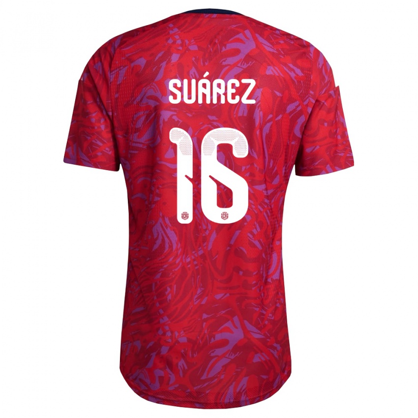 נשים קוסטה ריקה אהרון סוארז #16 אדום סגול כהה ג'רזי ביתית 26-28 חולצה קצרה