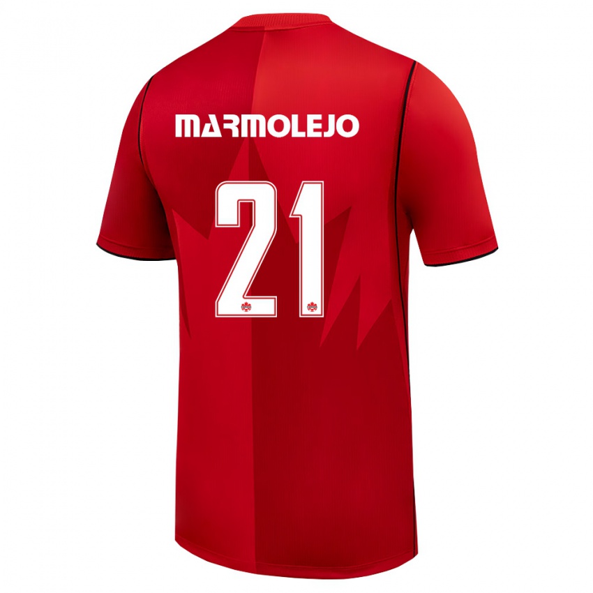 נשים קנדה Emmanuel Marmolejo #21 אדום לבן ג'רזי ביתית 26-28 חולצה קצרה