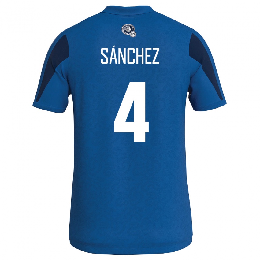 נשים אל סלוודור Piero Sánchez #4 כחול כהה ג'רזי ביתית 26-28 חולצה קצרה