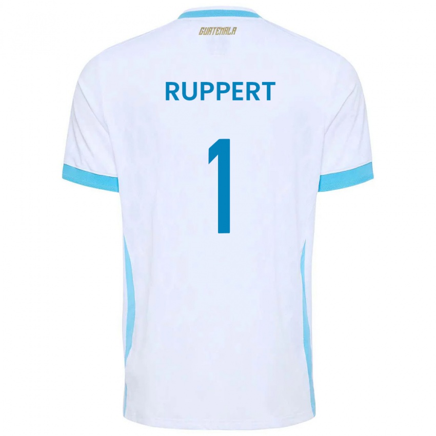 נשים גואטמלה Ethan Ruppert #1 לבן כחול שמיים זהב ג'רזי ביתית 26-28 חולצה קצרה