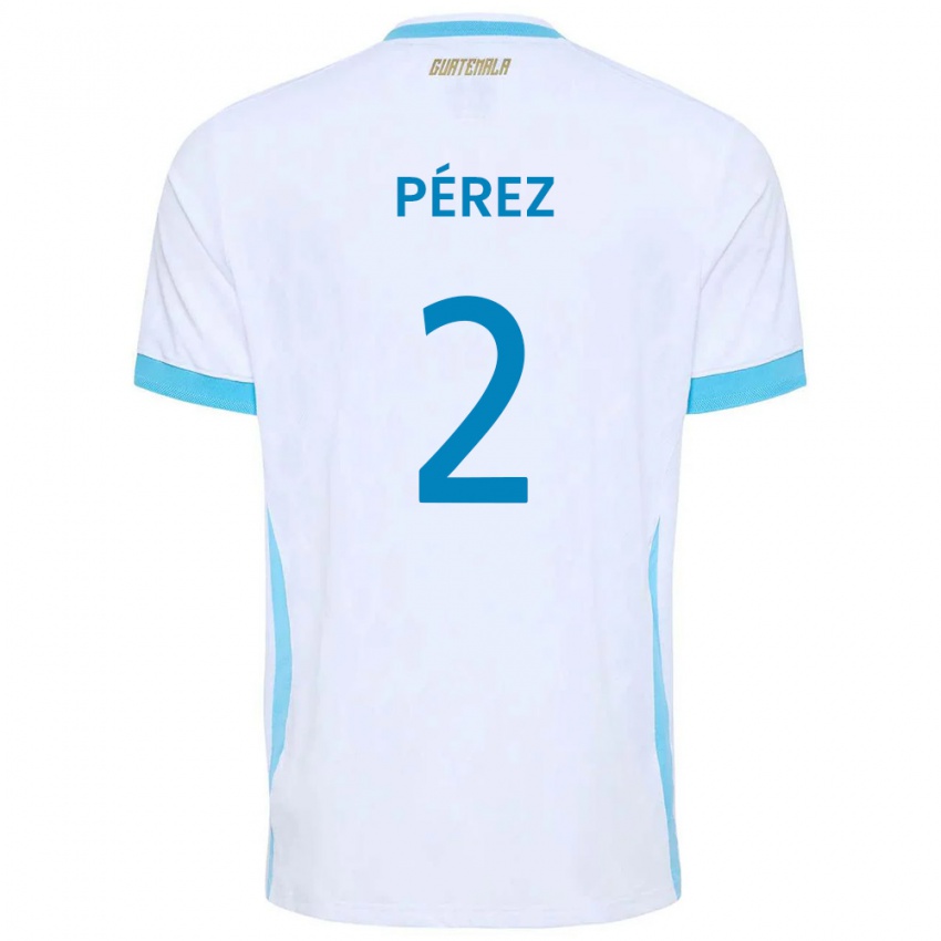נשים גואטמלה Gary Pérez #2 לבן כחול שמיים זהב ג'רזי ביתית 26-28 חולצה קצרה