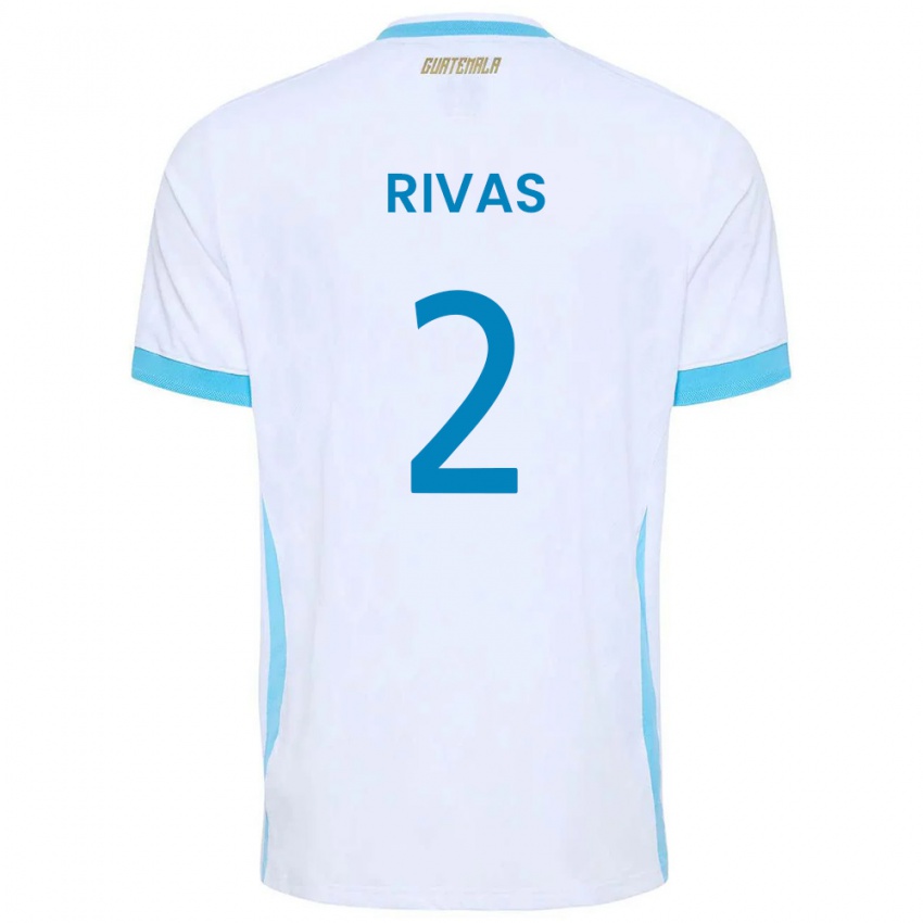 נשים גואטמלה Leandro Rivas #2 לבן כחול שמיים זהב ג'רזי ביתית 26-28 חולצה קצרה