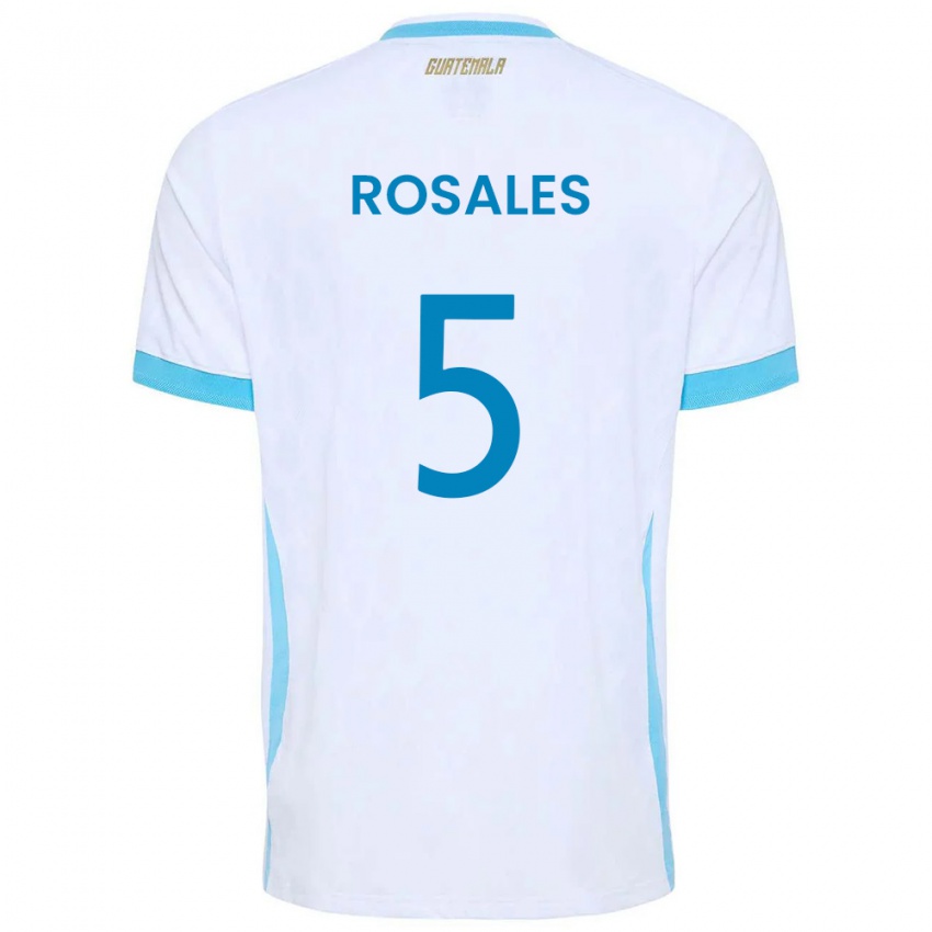 נשים גואטמלה José Rosales #5 לבן כחול שמיים זהב ג'רזי ביתית 26-28 חולצה קצרה