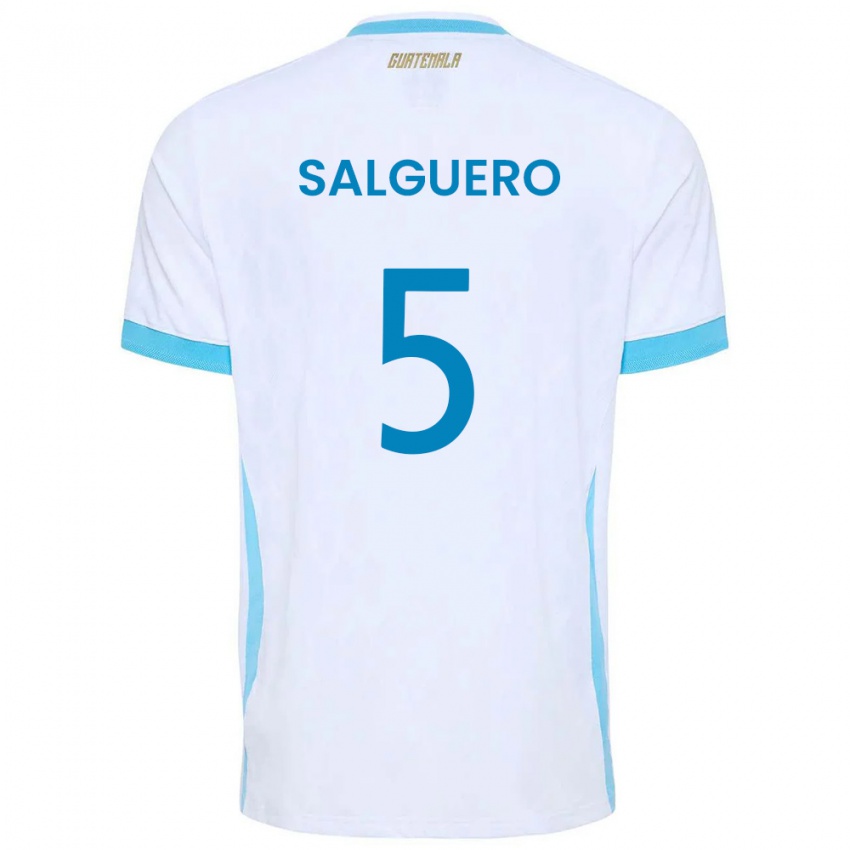 נשים גואטמלה Osman Salguero #5 לבן כחול שמיים זהב ג'רזי ביתית 26-28 חולצה קצרה