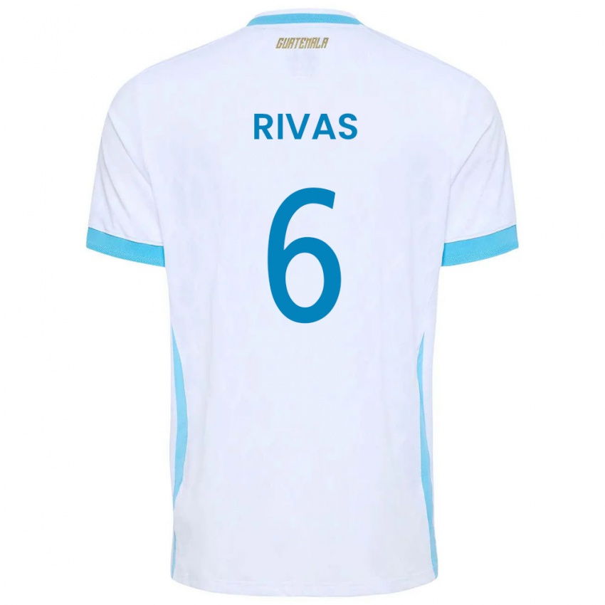 נשים גואטמלה Steven Rivas #6 לבן כחול שמיים זהב ג'רזי ביתית 26-28 חולצה קצרה