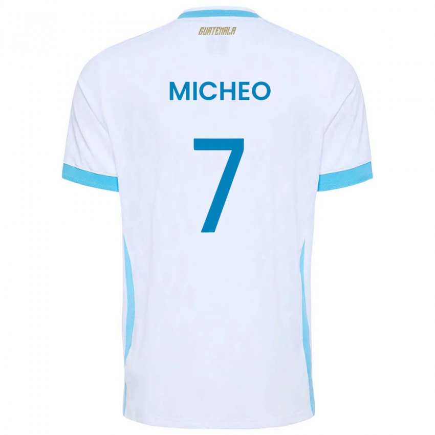 נשים גואטמלה Matías Micheo #7 לבן כחול שמיים זהב ג'רזי ביתית 26-28 חולצה קצרה