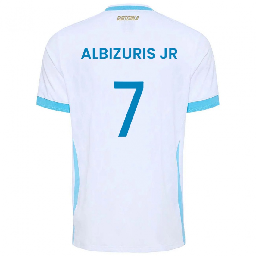 נשים גואטמלה Claudio Albizuris Jr #7 לבן כחול שמיים זהב ג'רזי ביתית 26-28 חולצה קצרה