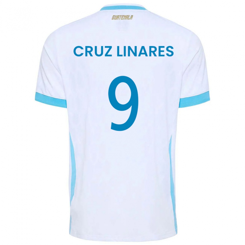נשים גואטמלה Raúl Cruz Linares #9 לבן כחול שמיים זהב ג'רזי ביתית 26-28 חולצה קצרה