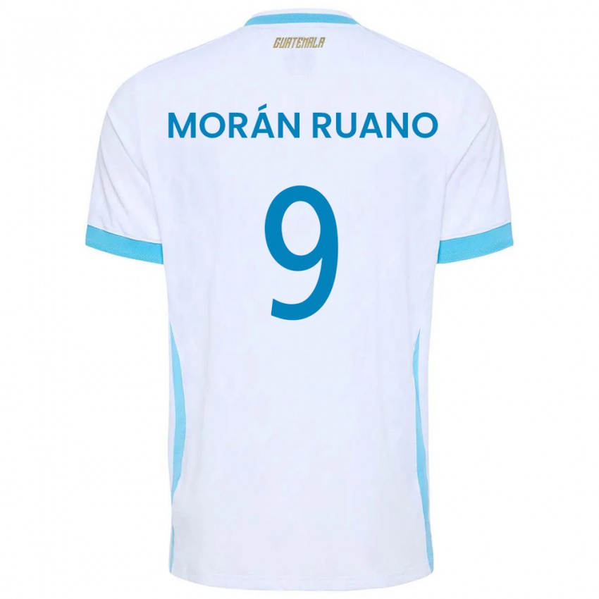 נשים גואטמלה Sebastian Morán Ruano #9 לבן כחול שמיים זהב ג'רזי ביתית 26-28 חולצה קצרה