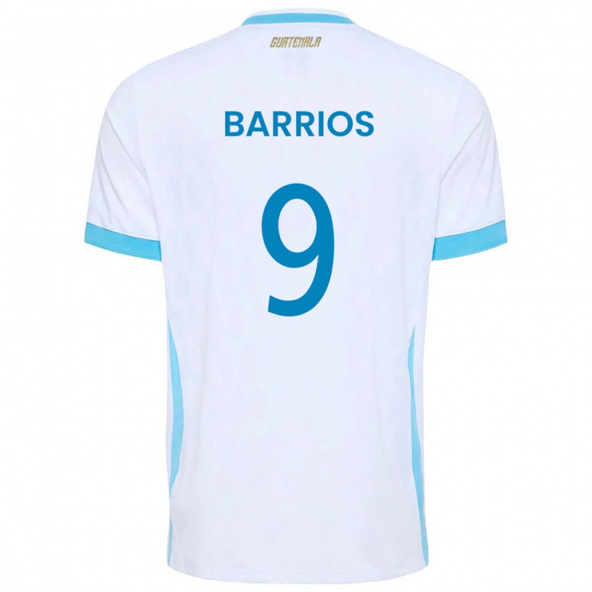 נשים גואטמלה Josué Barrios #9 לבן כחול שמיים זהב ג'רזי ביתית 26-28 חולצה קצרה