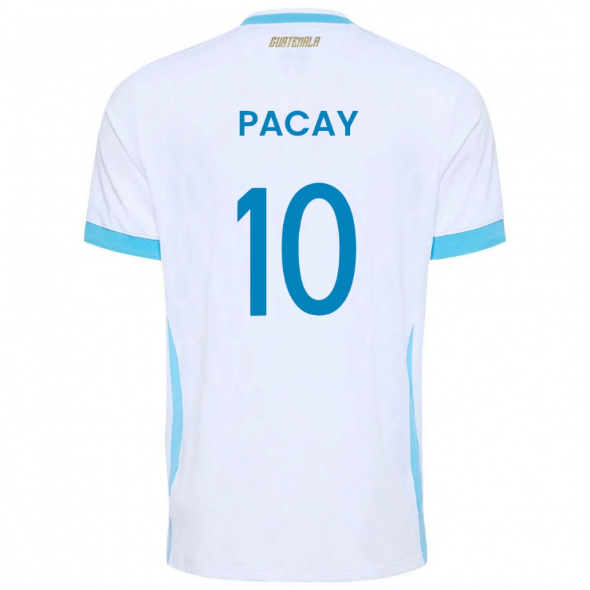 נשים גואטמלה Cristofer Pacay #10 לבן כחול שמיים זהב ג'רזי ביתית 26-28 חולצה קצרה