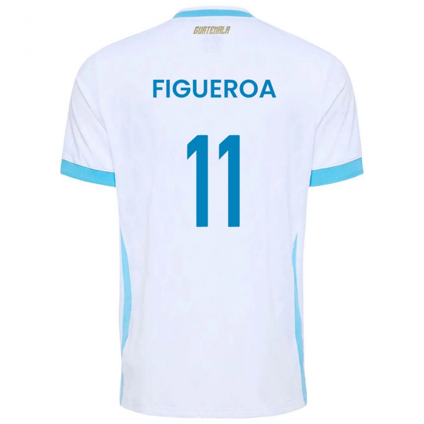 נשים גואטמלה Rudy Figueroa #11 לבן כחול שמיים זהב ג'רזי ביתית 26-28 חולצה קצרה