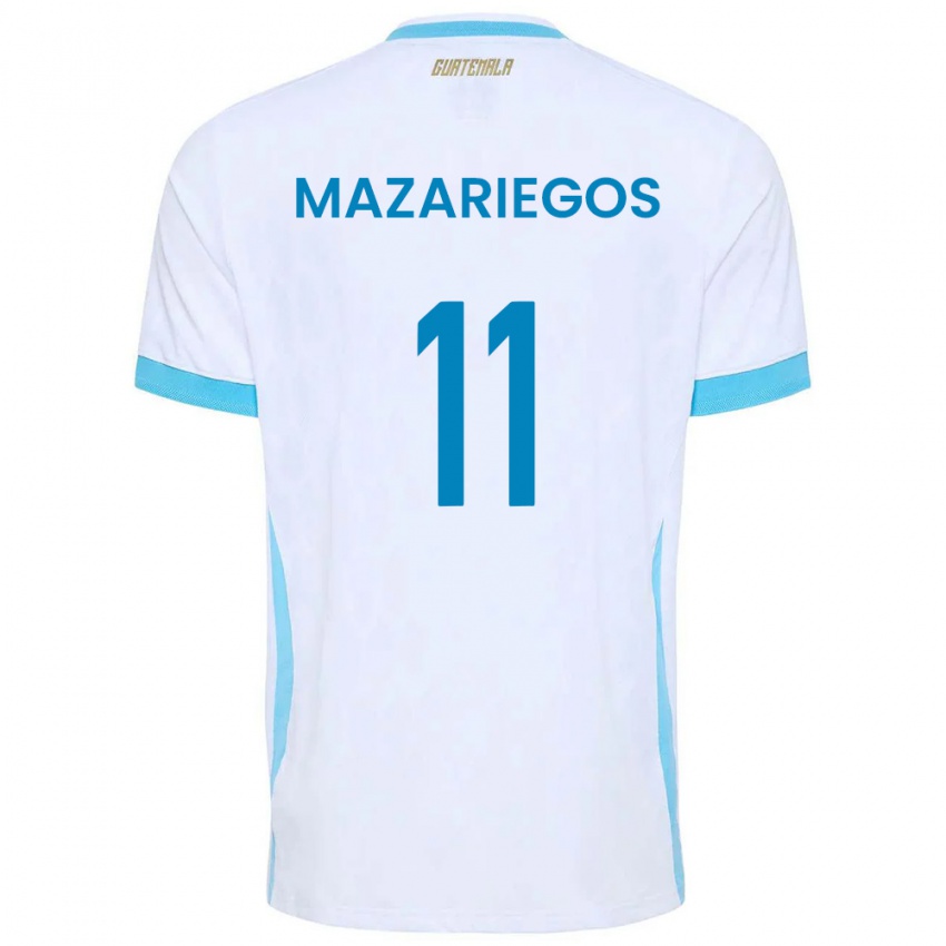 נשים גואטמלה Jacob Mazariegos #11 לבן כחול שמיים זהב ג'רזי ביתית 26-28 חולצה קצרה