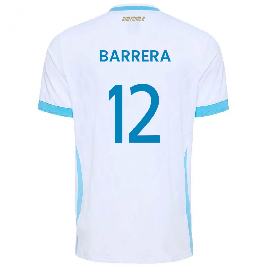 נשים גואטמלה Rogelio Barrera #12 לבן כחול שמיים זהב ג'רזי ביתית 26-28 חולצה קצרה