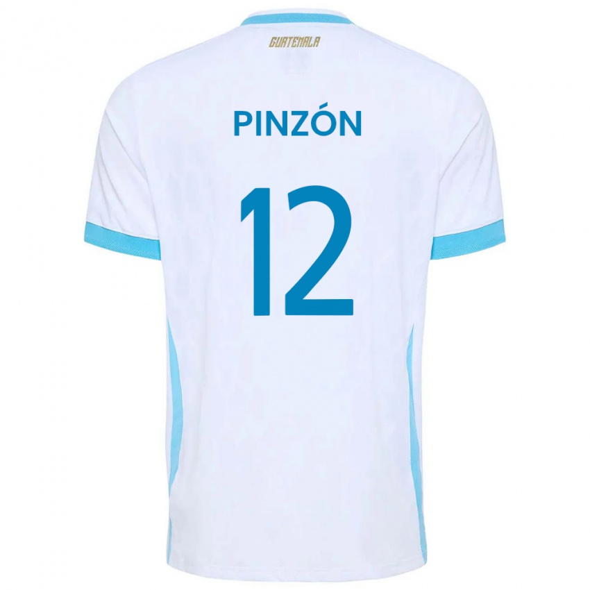 נשים גואטמלה Alex Pinzón #12 לבן כחול שמיים זהב ג'רזי ביתית 26-28 חולצה קצרה