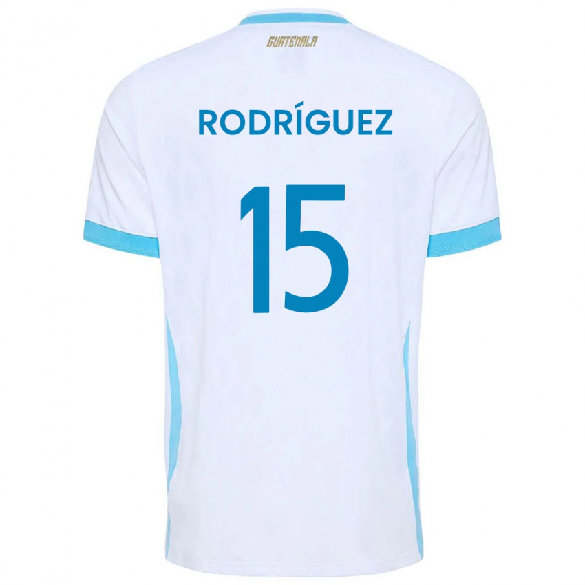 נשים גואטמלה Jared Rodríguez #15 לבן כחול שמיים זהב ג'רזי ביתית 26-28 חולצה קצרה