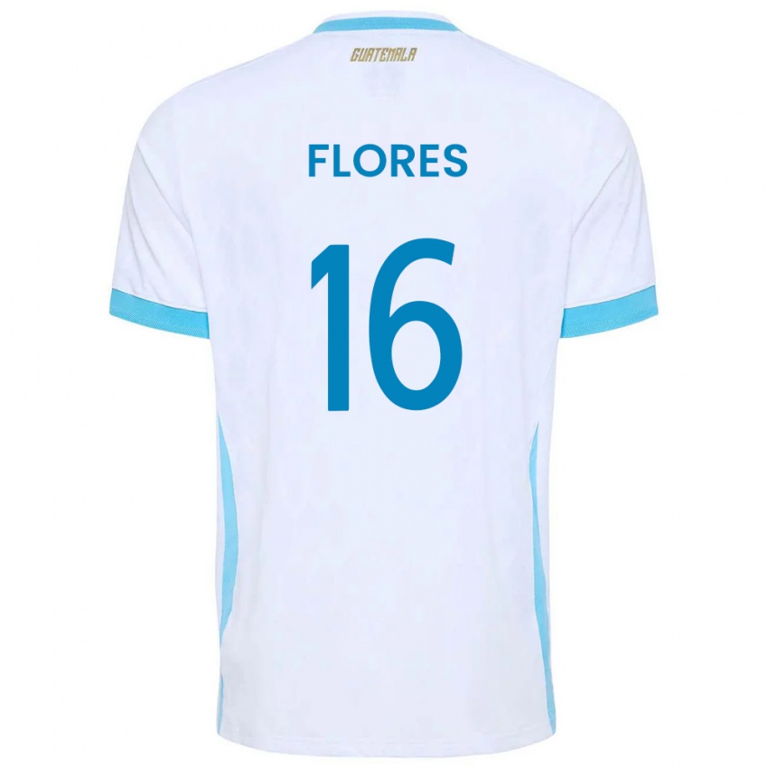 נשים גואטמלה Kleverson Flores #16 לבן כחול שמיים זהב ג'רזי ביתית 26-28 חולצה קצרה