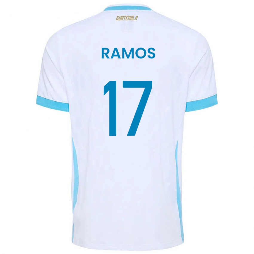 נשים גואטמלה Julio Ramos #17 לבן כחול שמיים זהב ג'רזי ביתית 26-28 חולצה קצרה