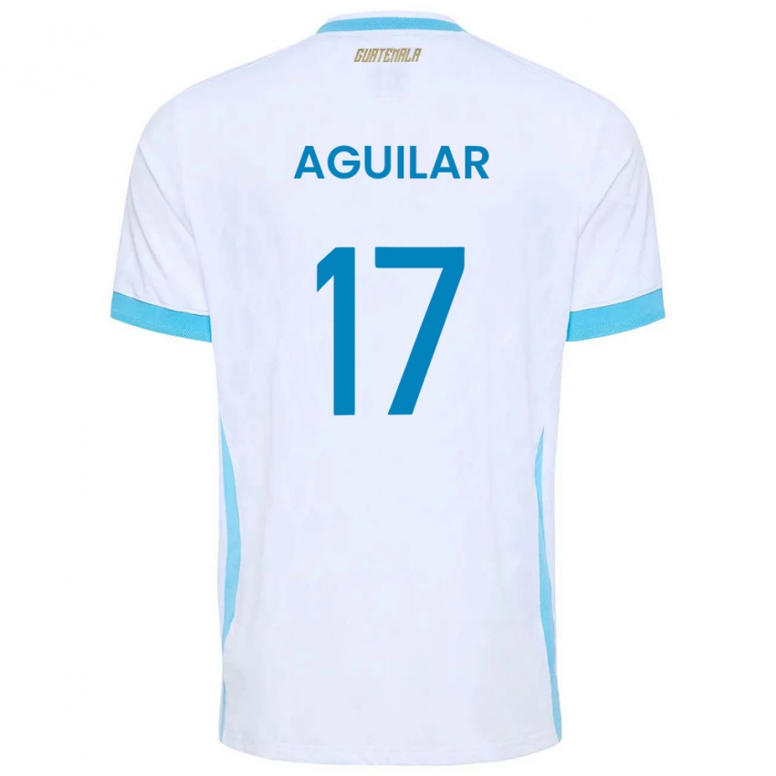 נשים גואטמלה René Aguilar #17 לבן כחול שמיים זהב ג'רזי ביתית 26-28 חולצה קצרה