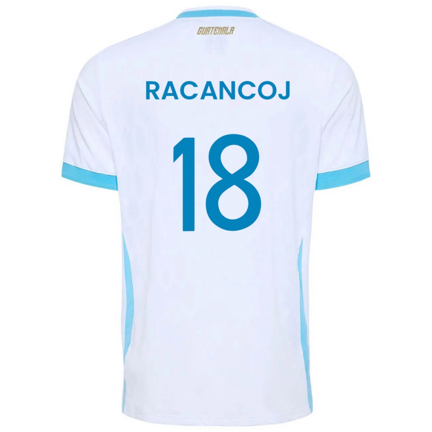 נשים גואטמלה Justin Racancoj #18 לבן כחול שמיים זהב ג'רזי ביתית 26-28 חולצה קצרה